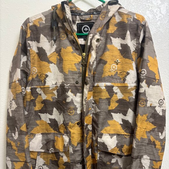 LRG Lifted research Group leaf camo hooded windbreaker jacket Small brown - Picture 2 of 5